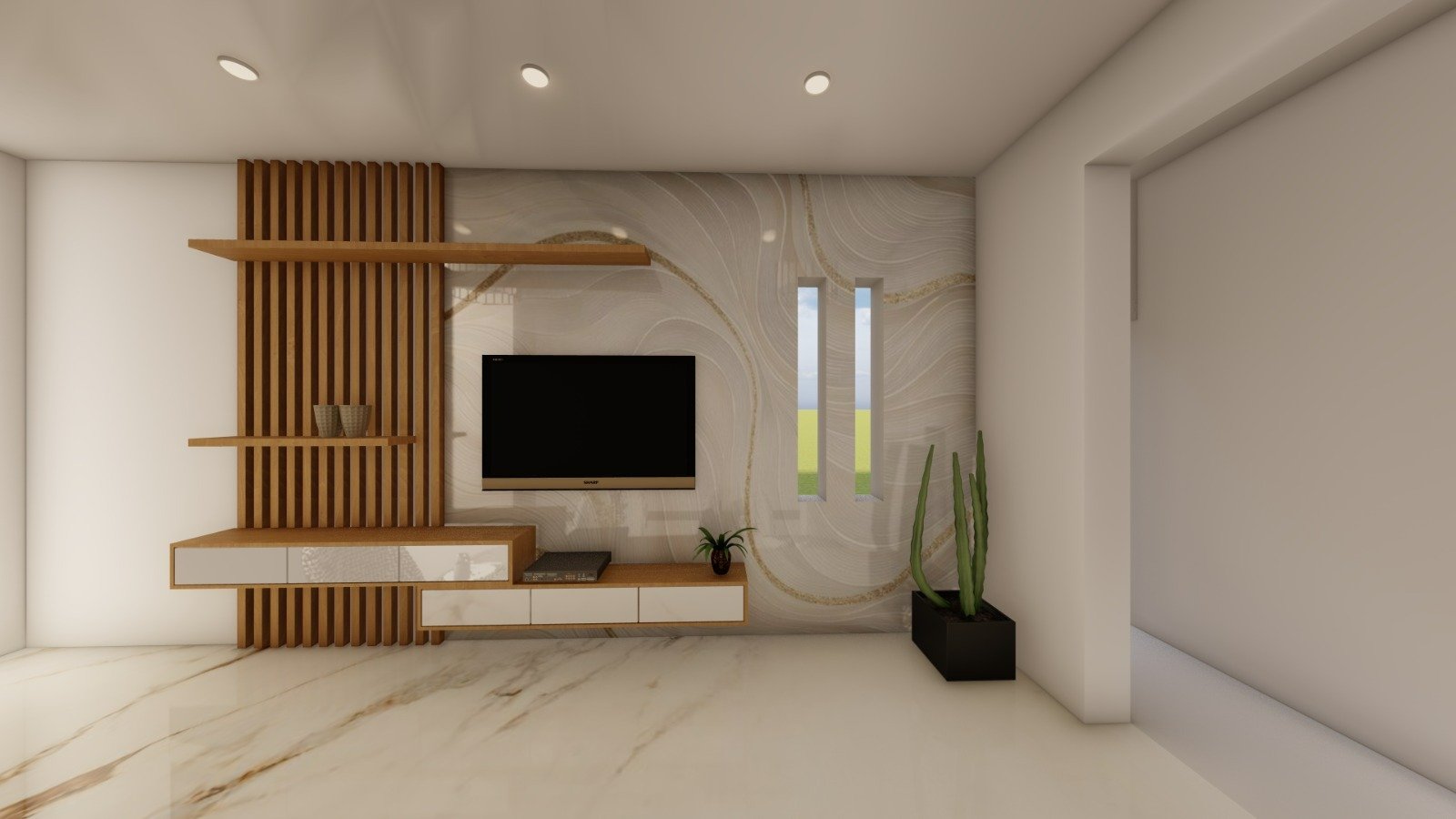 Minimal designer TV wall unit
